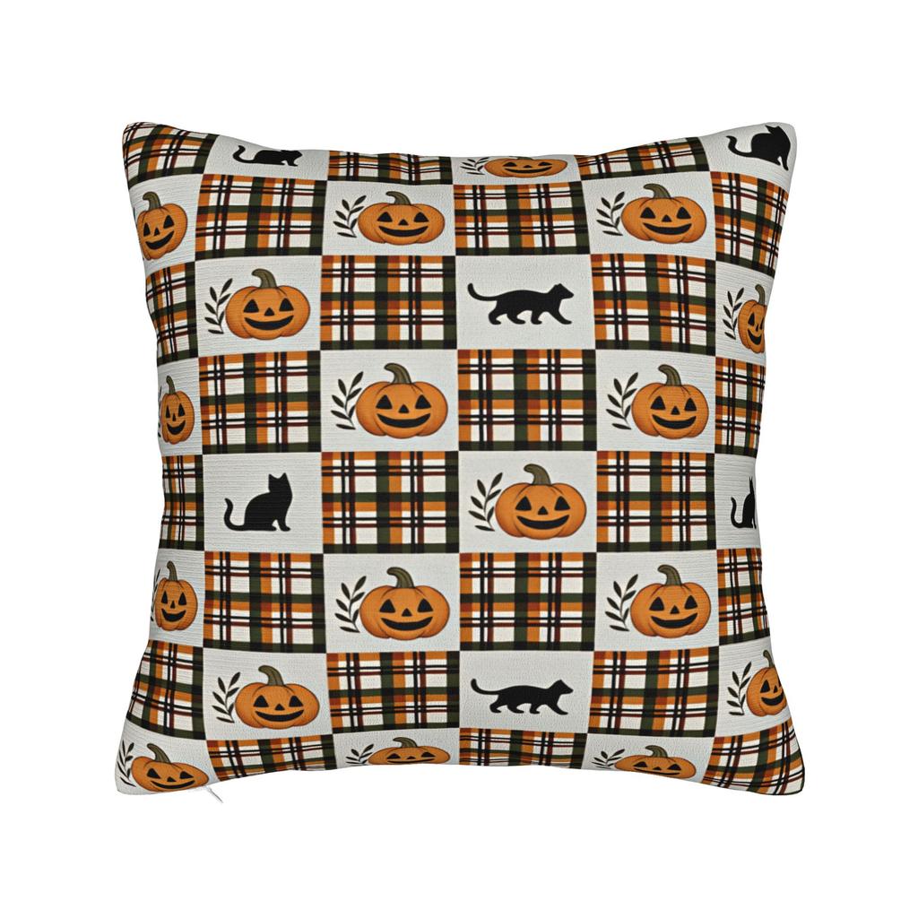 Pillow Case Halloween Pumpkin Striped Geometric Seamless Pattern Comfy Pillow Cover For Sofa Car Home Decor Funny Pillowcases