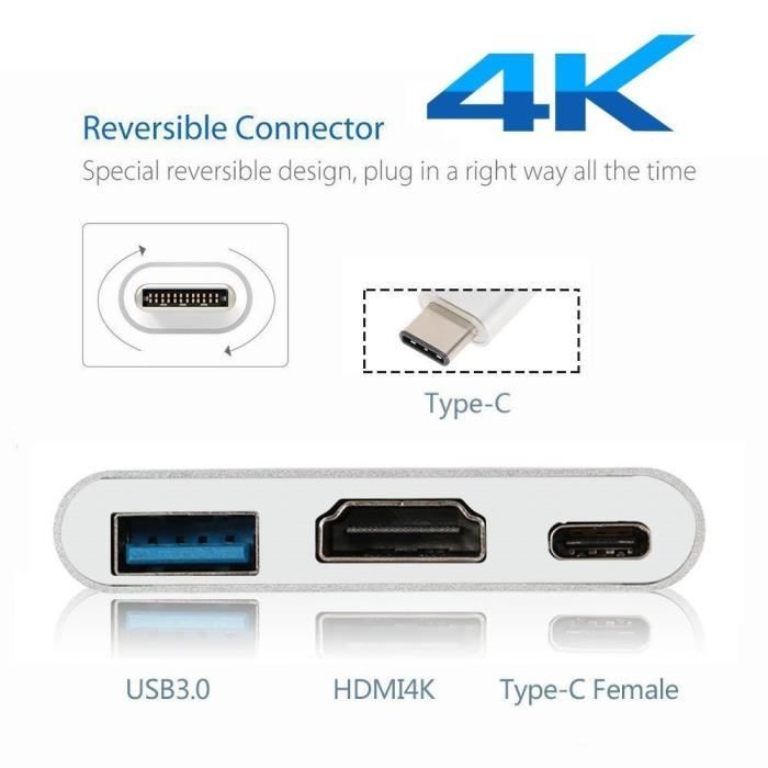 USB Type-C vers HDMI / USB3.0 / USB 3.1 Adaptateur Type-C