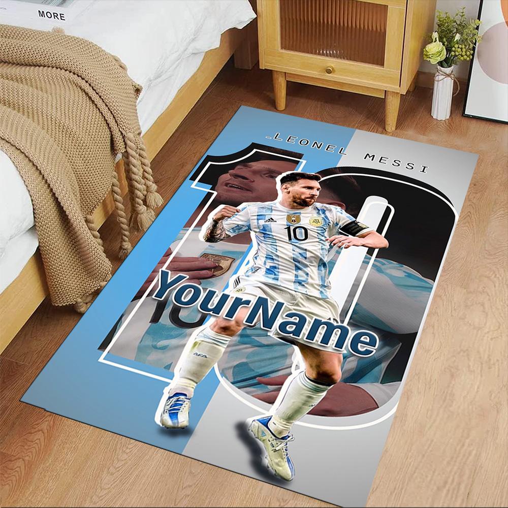 Messi Personalized Name Carpet Design for Dormitory Dining Room Entryway Game Room Anti-slip Rug Decorate Offices