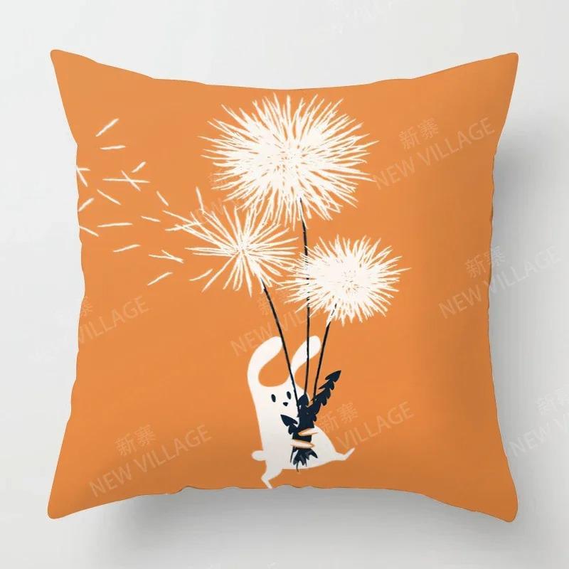 Home Deko Kaninchen mit Löwenzahn Muster Kissenbezug Muster Kissenbezug Geeignet für Sofa Schlafzimmer Auto Kissenbezug