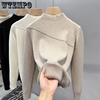 Half High Collar Base Sweater for Women Autumn and Winter Mid Neck Thick Knit Sweater