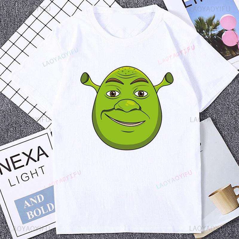 Shrek Cartoon Face Green Ogre Graphic Print T-shirt S