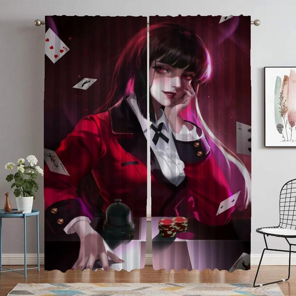 Jabami Yumeko Köksgardiner för Kamera Moderna Vardagsrumsgardiner 2 Delar Rullgardiner Tyll för Sovrum Mörkläggningsgardin Elegant