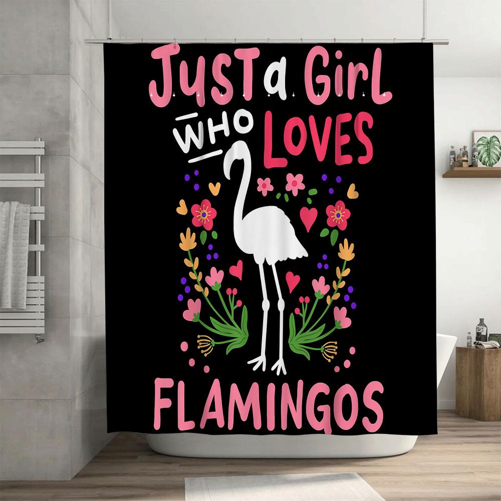 Women'S Love Heart Floral Shower Curtain Bathroom Decor With Flamingo Design This Title Incorporates Keywords That Are Likely To