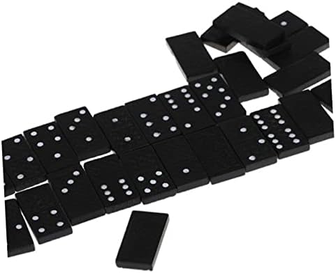 Kisangel 2 Sets Black Wooden Dominoes with Storage Box, Kids Educational Toys for Creativity, Table Game