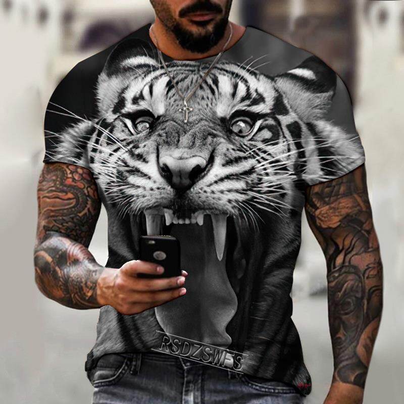 Men's short sleeved European and American summer fashion T-shirt 3D printed