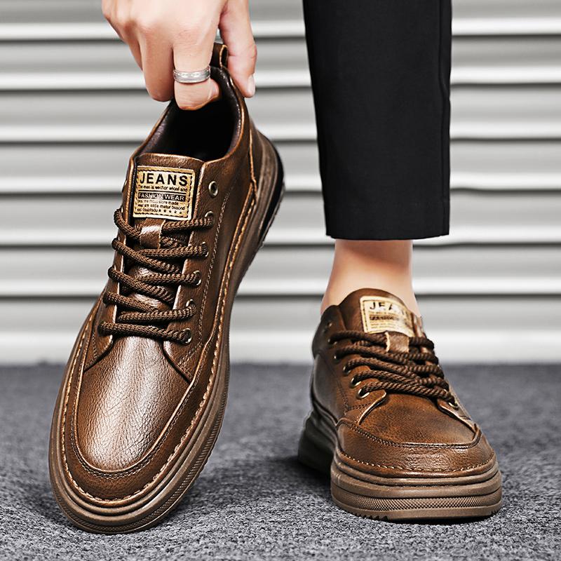 Luxury Men's Thick Soled Formal Leather Shoes, Trendy Air Cushion, Fashionable Business, High-quality Casual Shoes, New Style