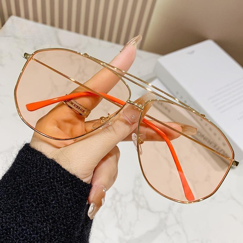 Fashionable Sunglasses Retro Double Beam Large Frame Sunshade Sunglasses UV Resistant Personalized Versatile Glasses