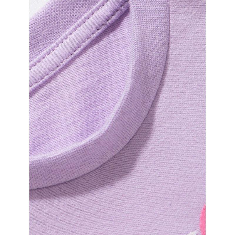 Cute Small Size in Purple Children's Summer Clothing round Neck Short Sleeve T-shirt