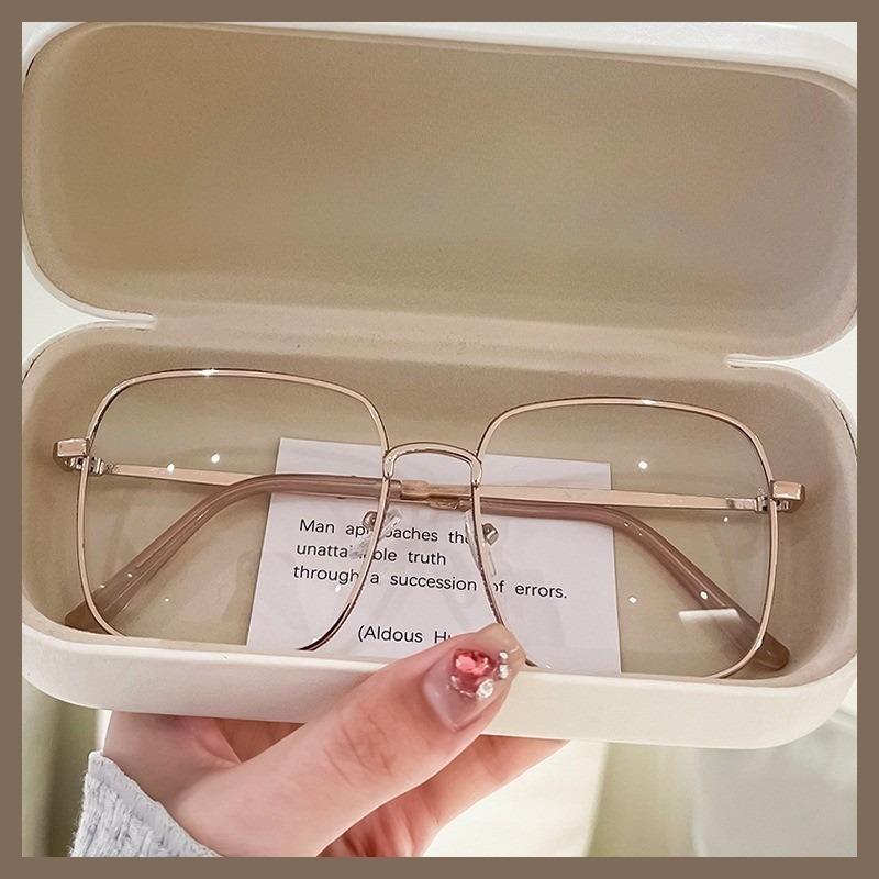 

Korean Anti Blue Light Square Metal Frame Computer Glasses for Women Men Radiation Protection Eyewear army green