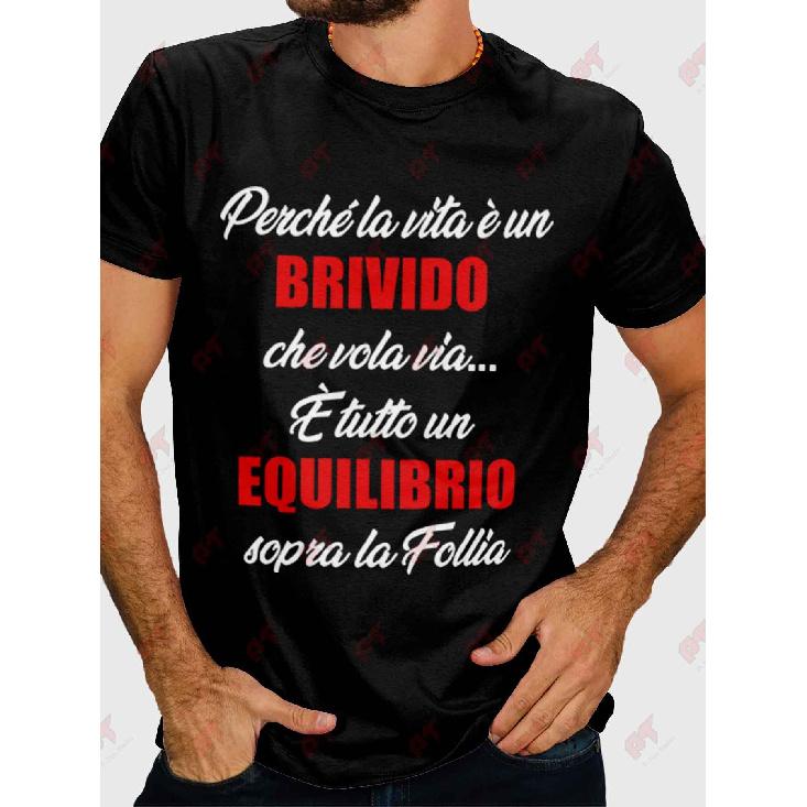 Vasco Rossi Weil das Leben ein Nervenkitzel ist, der davonfliegt T-Shirt | Lässiger Rundhalsausschnitt, Leichter Stretchstoff, Normale Passform, Printmuster, Perfekt für Männer,