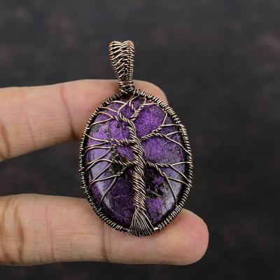 Tree Of Life Purpurite Pendant Copper Wire Wrapped Jewelry Handmade Pendant Dainty Copper Pendant Gift For Her Tree Of Life Gemstone Jewelry