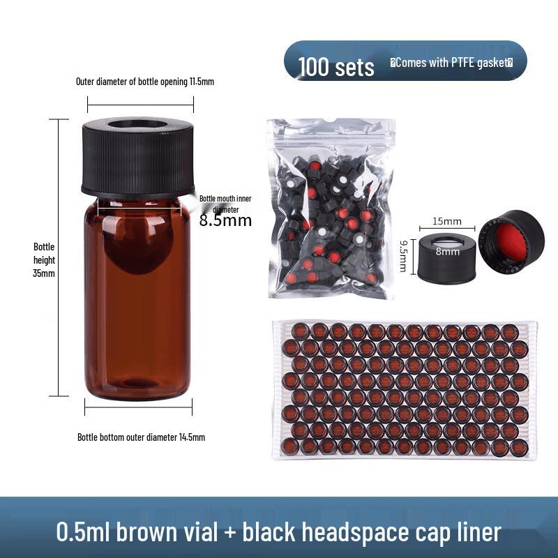 Brown Micro-trace Sample Dispensing Bottles with Black Caps