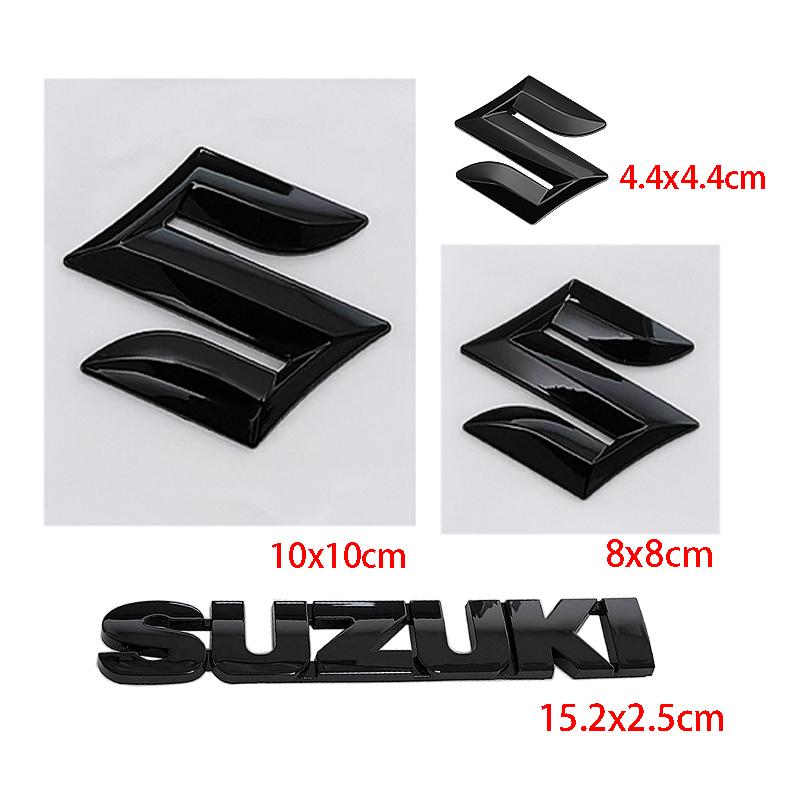 Car Logo 2/3/4/5pcs ABS Glossy Black Replaced Front Rear Badge Sticker for SUZUKI Swift Steering Wheel Center Emblem Trunk Decal
