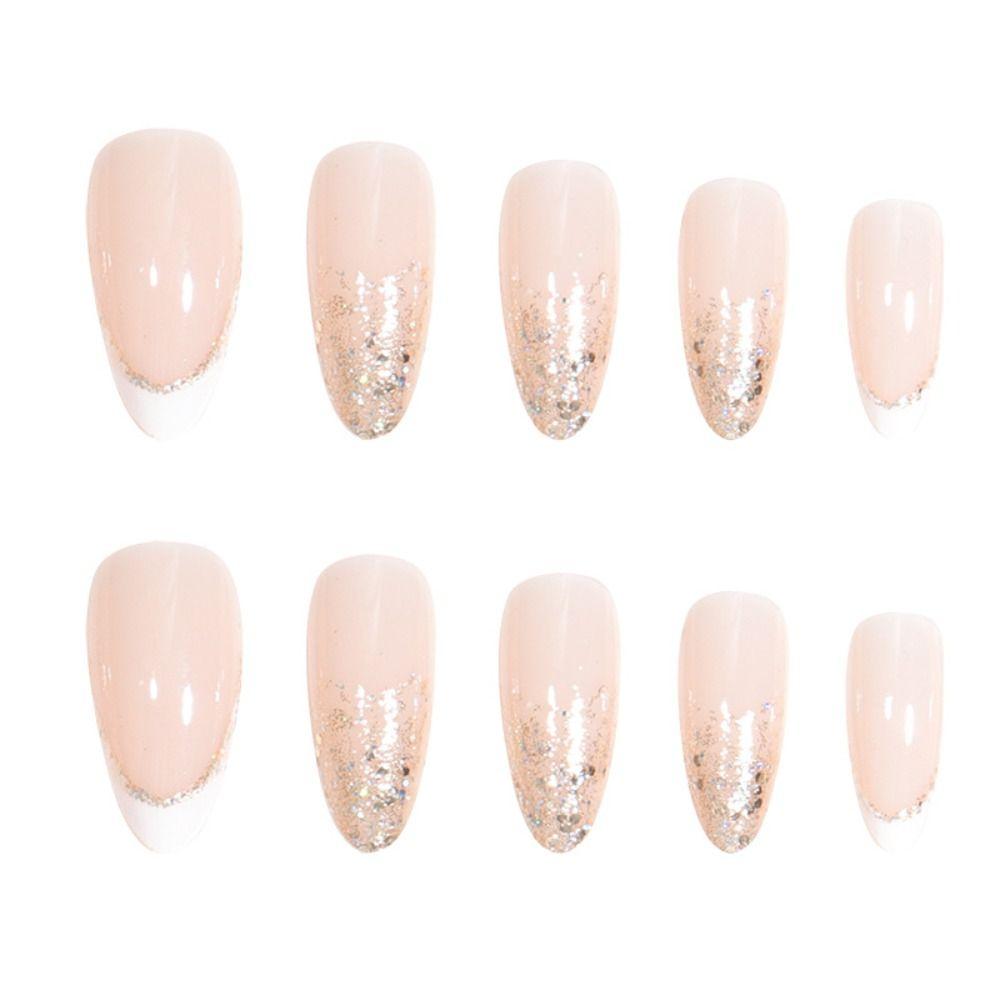 Resweky Falsche Nägel Set – 24 Stück French Nail Design In Mandelform, Glänzend & Vollständig Abdeckend