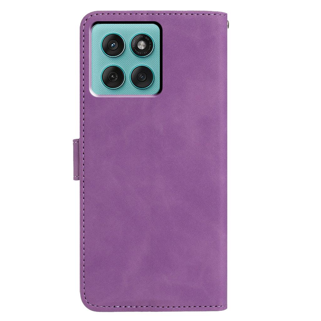 Für Motorola Edge 60 Fusion 5G Hülle Schmetterling Blume Geprägt PU Leder Brieftasche Ständer Handyhülle