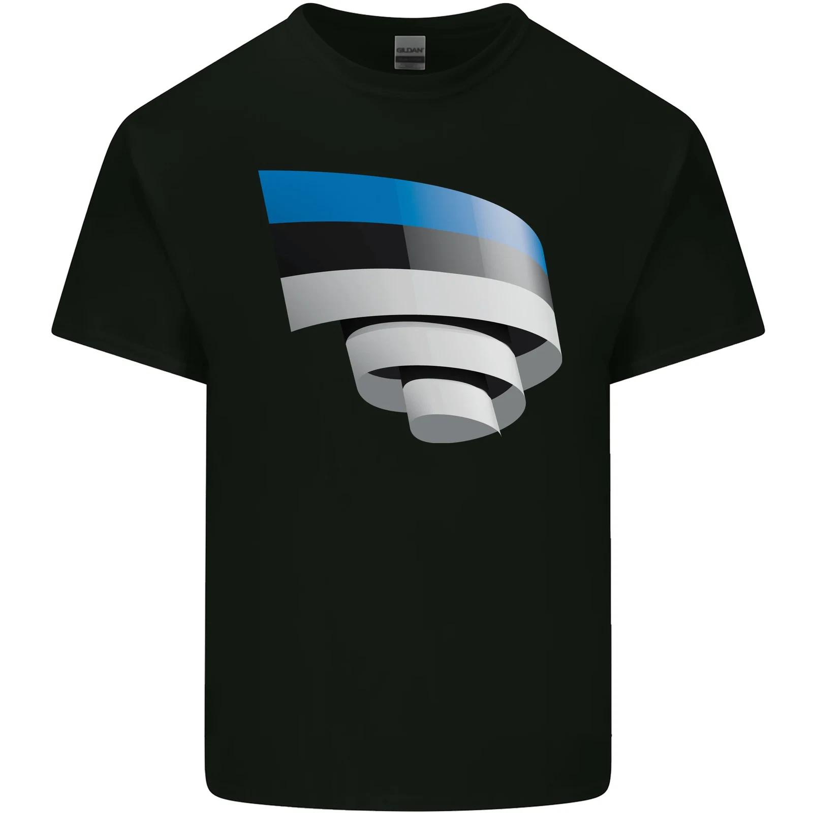 

Curled Estonia Flag Estonian Day Football Kids T-Shirt Childrens 4XL
