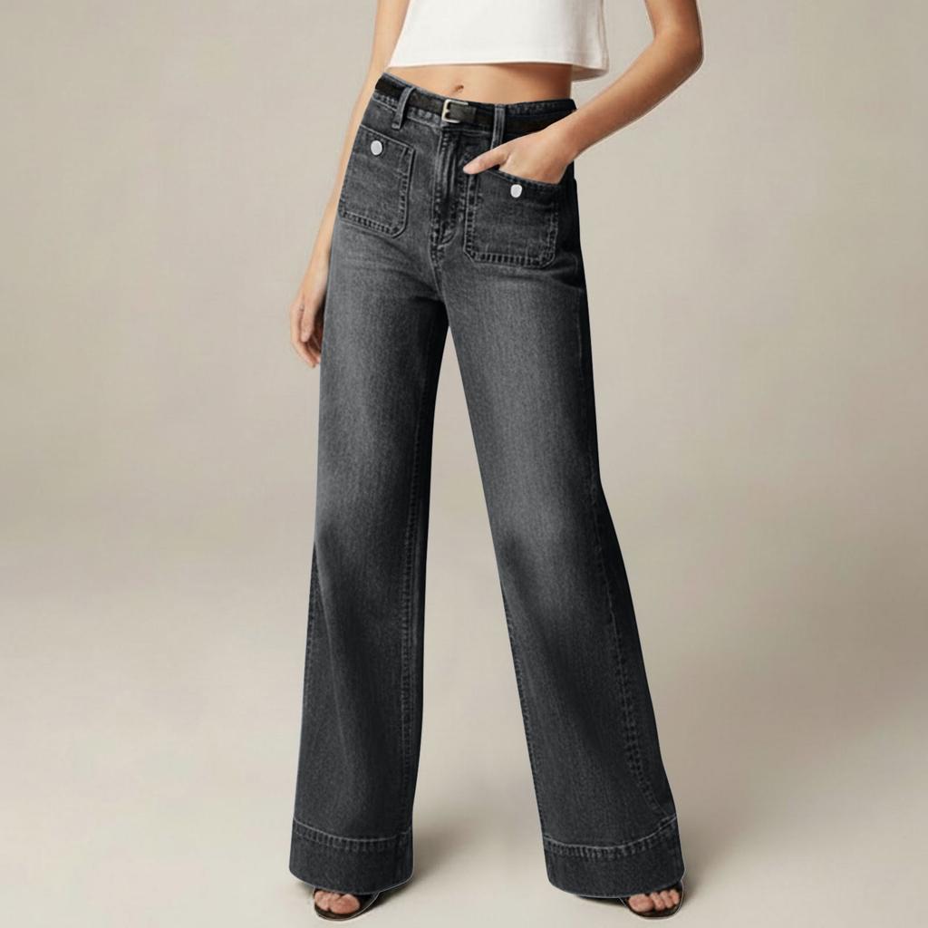 Women's Fashion Slim-Fit Versatile Slightly Flared Long Pants Casual Jeans