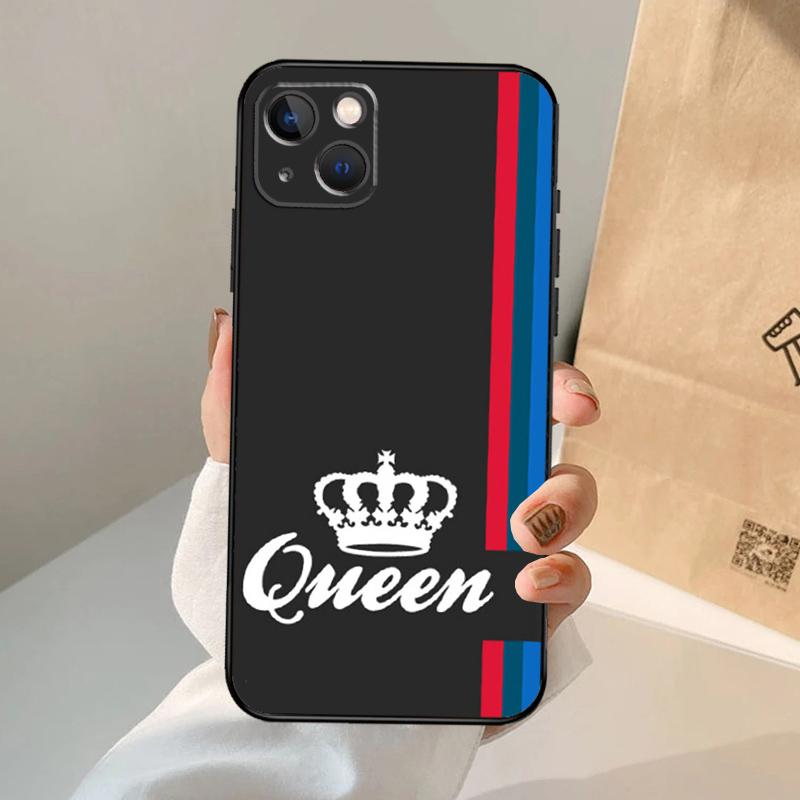 King Queen Couple Lovers Phone Case For iPhone 17 Air 16 14 13 12 11 15 Pro Max 13 12 Mini 15 16 Plus 16e Cover Coque