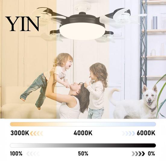 E27 Socket Fan 3/4/5 Blade Ceiling with Light & Remote Control, 2-in-1 Silent LED Drone Compact Ventilation Lamp Foldable Blades, 3-Speed Dimmable for