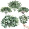15Pcs Eucalyptus Leaf Stems Green Artificial Plant For Halloween Home Decoration Bride Wedding Vases Flower Bouquet Decor Black