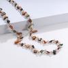 Minar Bohemian Multicolor Irregular Natural Stone Shell Crystal Glass Beads Beaded Necklace for Women Long Strand Sweater Chain