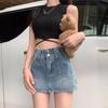 2024 Washed Retro Denim A-Line Mini Skirt: Spring & Summer Fashion