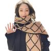Red Winter Scarf for Women Korean-Inspired Versatile Warm Knitted Wool Neckwear High-End Plaid Student Scarf