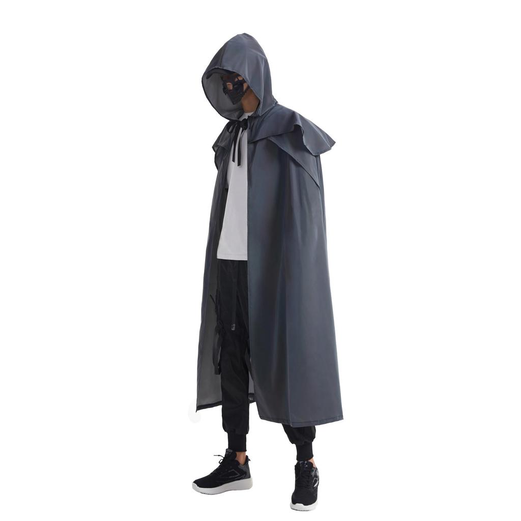 Medieval Gothic Iridescent Hooded Cloak: Reflective Cape for Halloween Parties