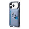 For iPhone 17 Pro Case Ring Kickstand Leather Back Cover with Magnetic Detachable Card Holder