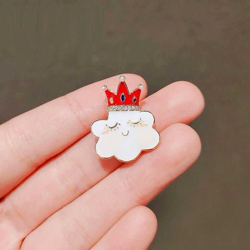 Crown Cloud Cute Anti-glare Brooch, Light Luxury and Niche Anti-glare Buckle Oil Brooch, Elegant Pin