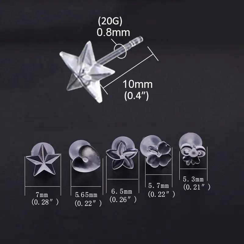 5 par mini transparenta hartsörhängen stjärnöronpinne för kvinnor män anti-allergi örsnibb underhåll nålning smycken örhängen