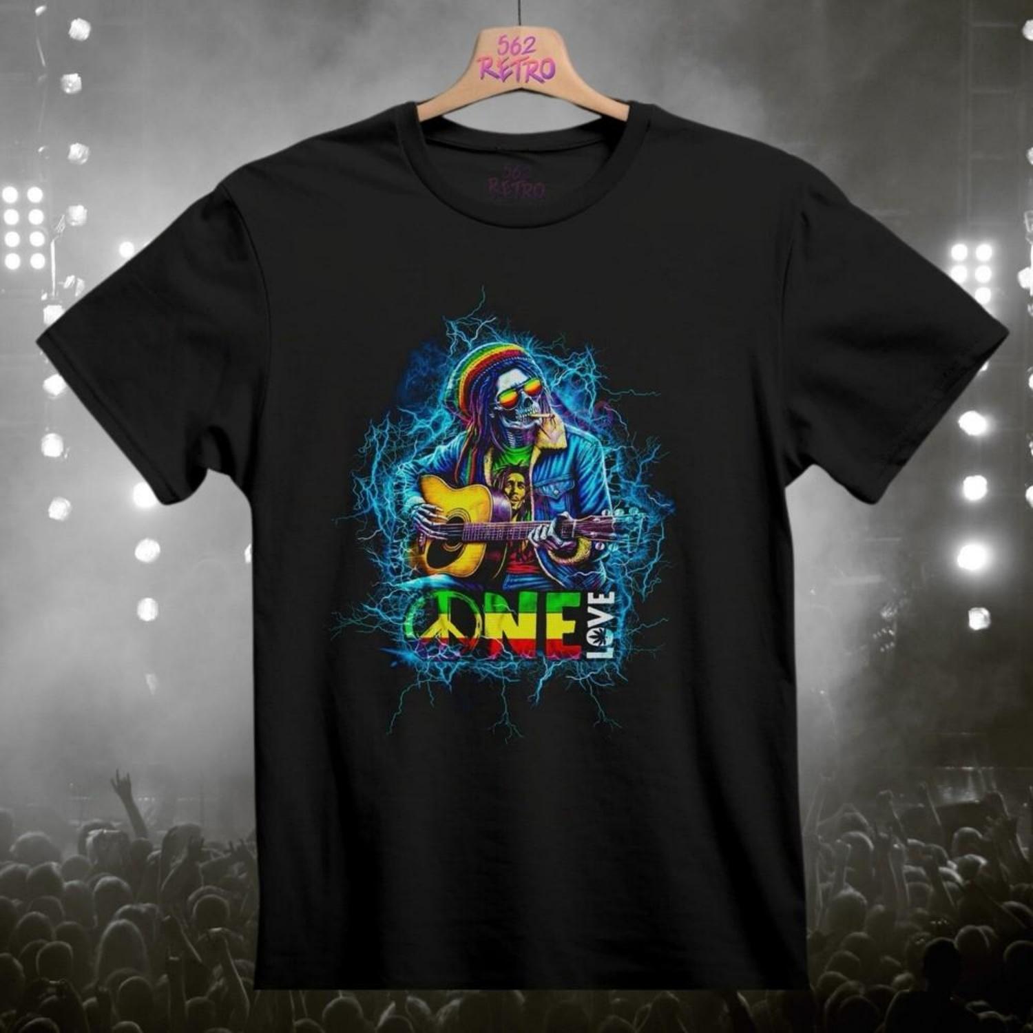 Bob Marley One Love Peace Band TShirt Black S3XL Unisex T-Shirt S чёрный