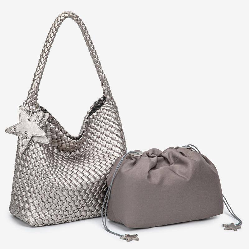 Pure Hand-woven Bag Medium Large Capacity Mother and Child Tote Bag Commuter Simple Underarm Shoulder Bag