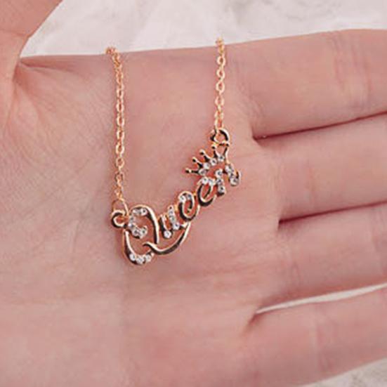 Shining Rhinestone Charming Girls Necklace Luxury Queen Crown Chain Necklace Jewelry Accessories