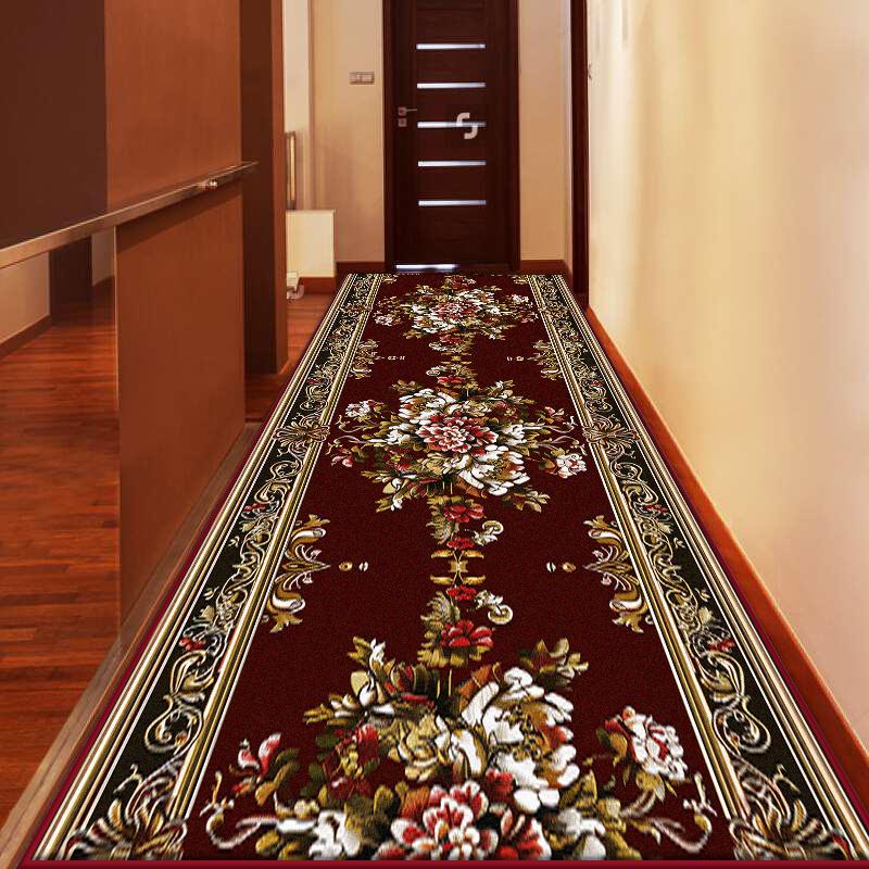 European Style Luxury Runner Hallway Carpet Decoration Hall Long Corridor Anti Slip Rugs Customizable Stairs Aisle Washable Mat