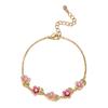 Boho Vintage Colorful Enamel Flower Bracelet For Women Gold Plated Crystal Zircon Hollow Floral Bangle Party Wedding  Jewelry