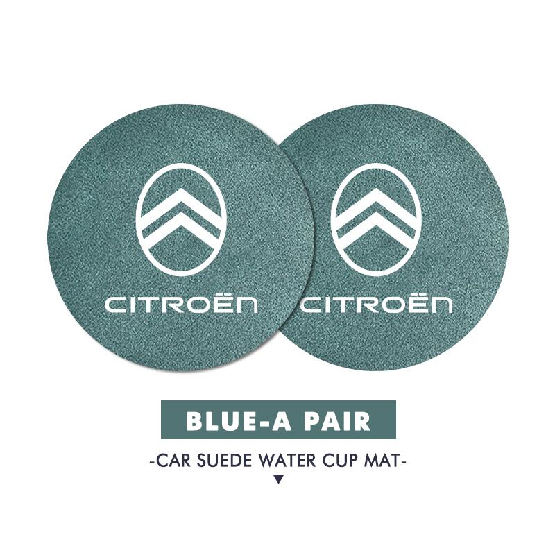 For Citroen 2PCS Car Logo Anti-Slip Water Cup Pad Drink Holder Mat Interior Accessories C4 C3 C5 C1 C2 C6 VTS C4L DS3 DS4 DS5
