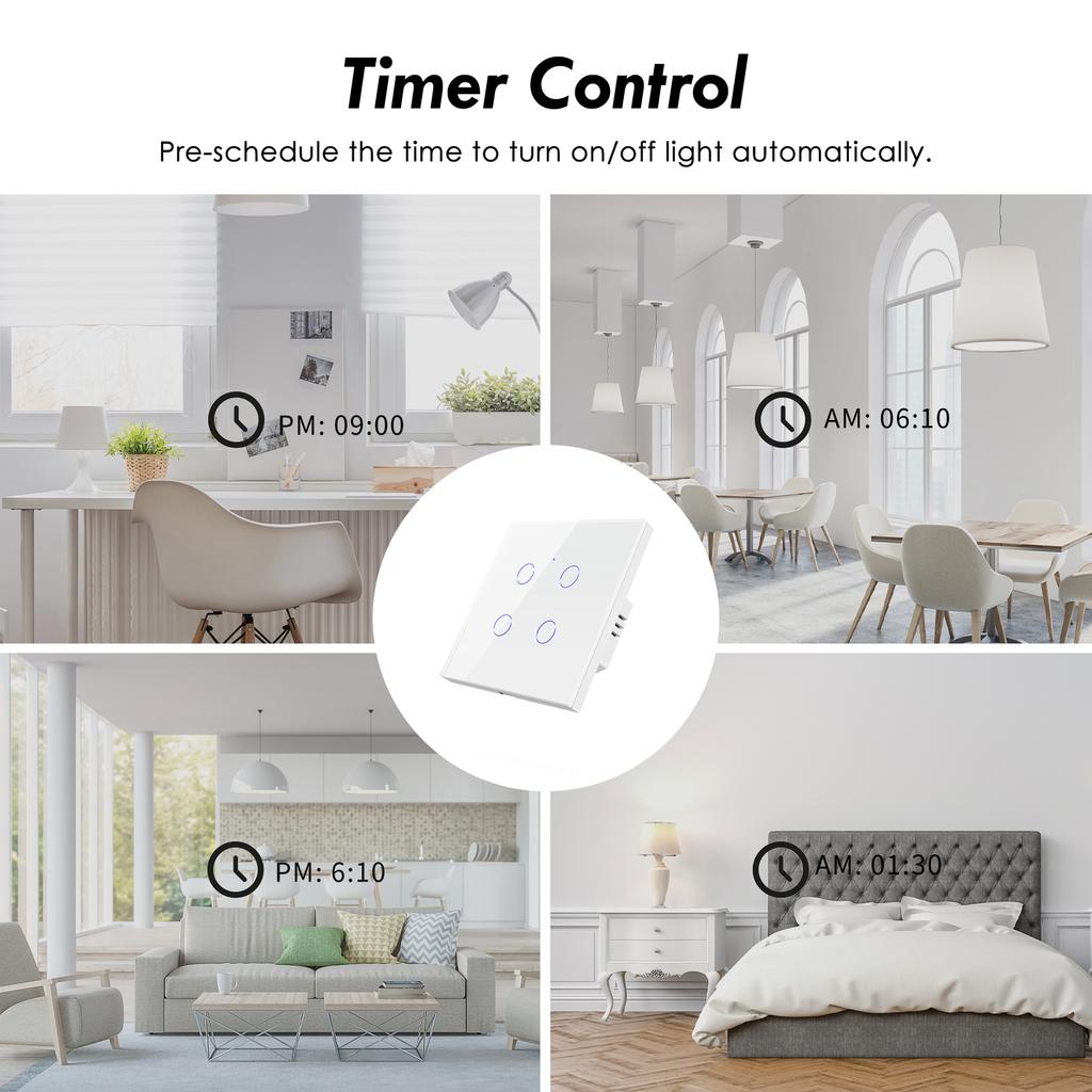 CNBINGO Home Automation Europe Wifi Remote Control Wall Touch Light Tuya Zigbee Smart Switch