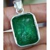 925 Sterling Silver 44 Ct Natural Green Emerald CERTIFIED Emerald Gems Pendant NS-554