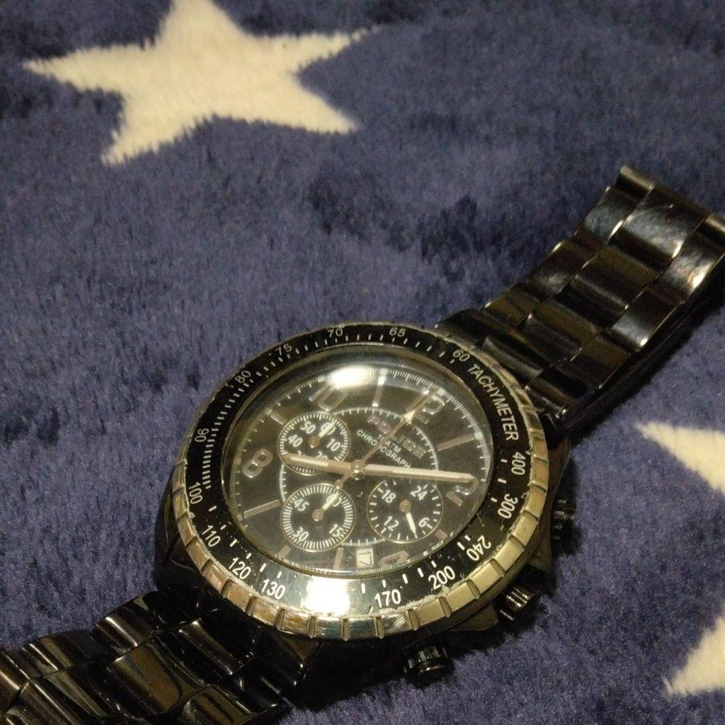 Used Reasonable item POLICE chronograph men's watch black 10ATM