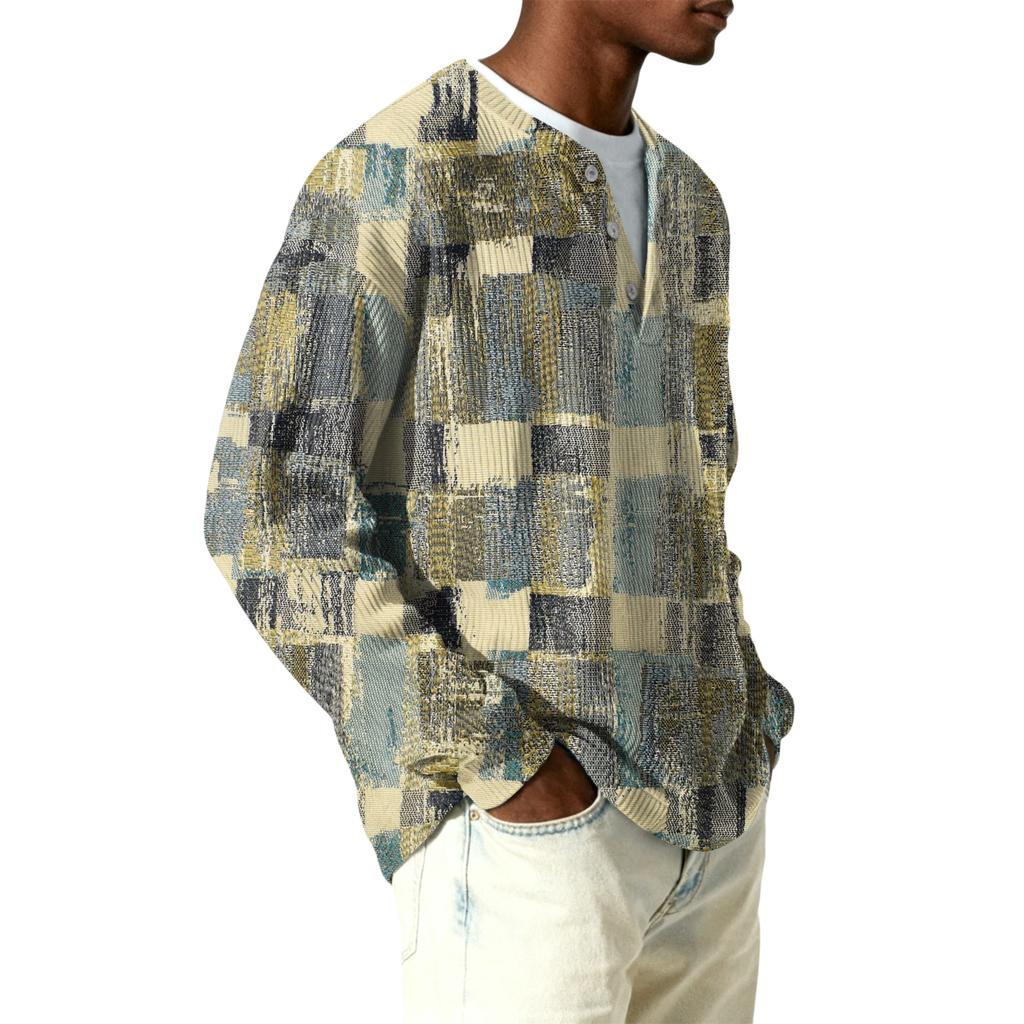 Herren Button-Down Kragen Langarm Rippstrick Pullover
