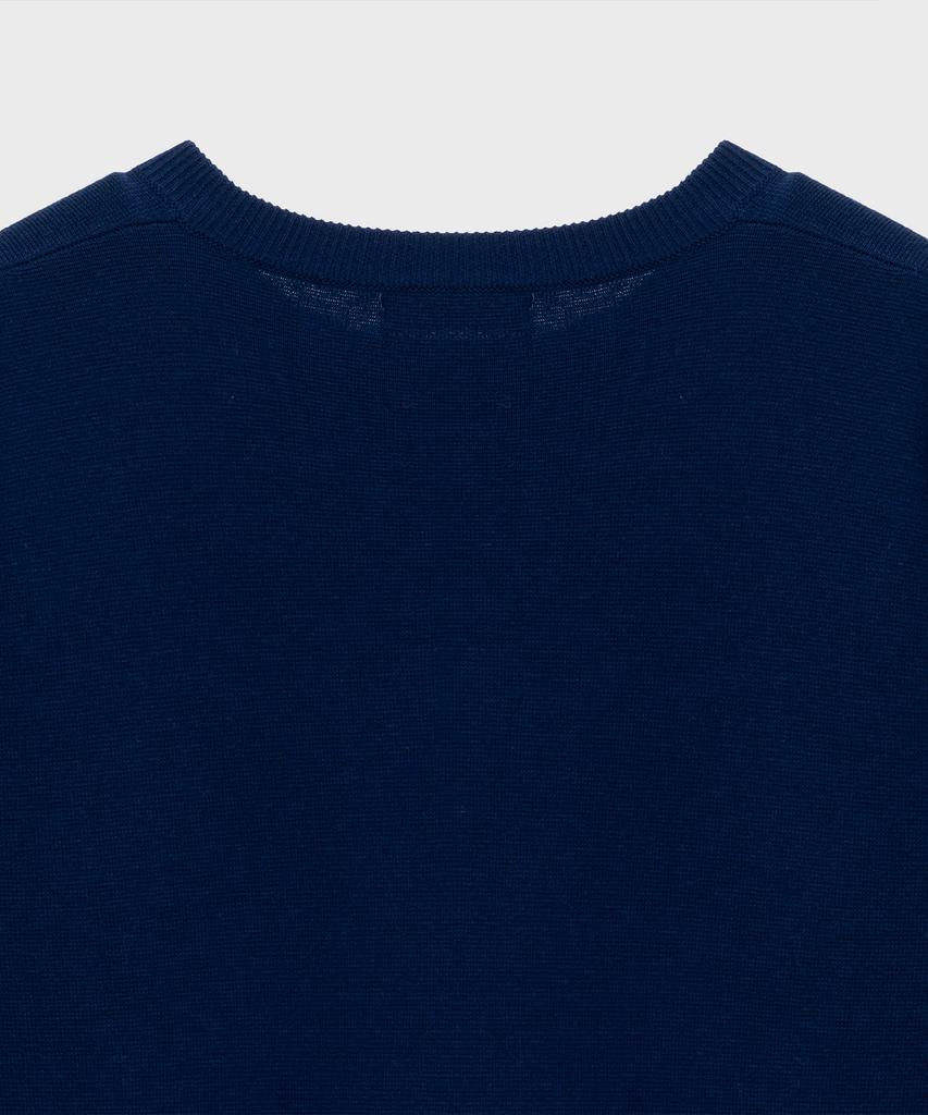 BASIC HOUSE Uni Daily Round Neck Knit Navy Lwkt7101