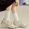 1/6 Pairs Women'S Autumn Winter Mid-Calf Socks Fashionable Simple Solid Color Warm Comfortable Casual Stacked Knitted Socks