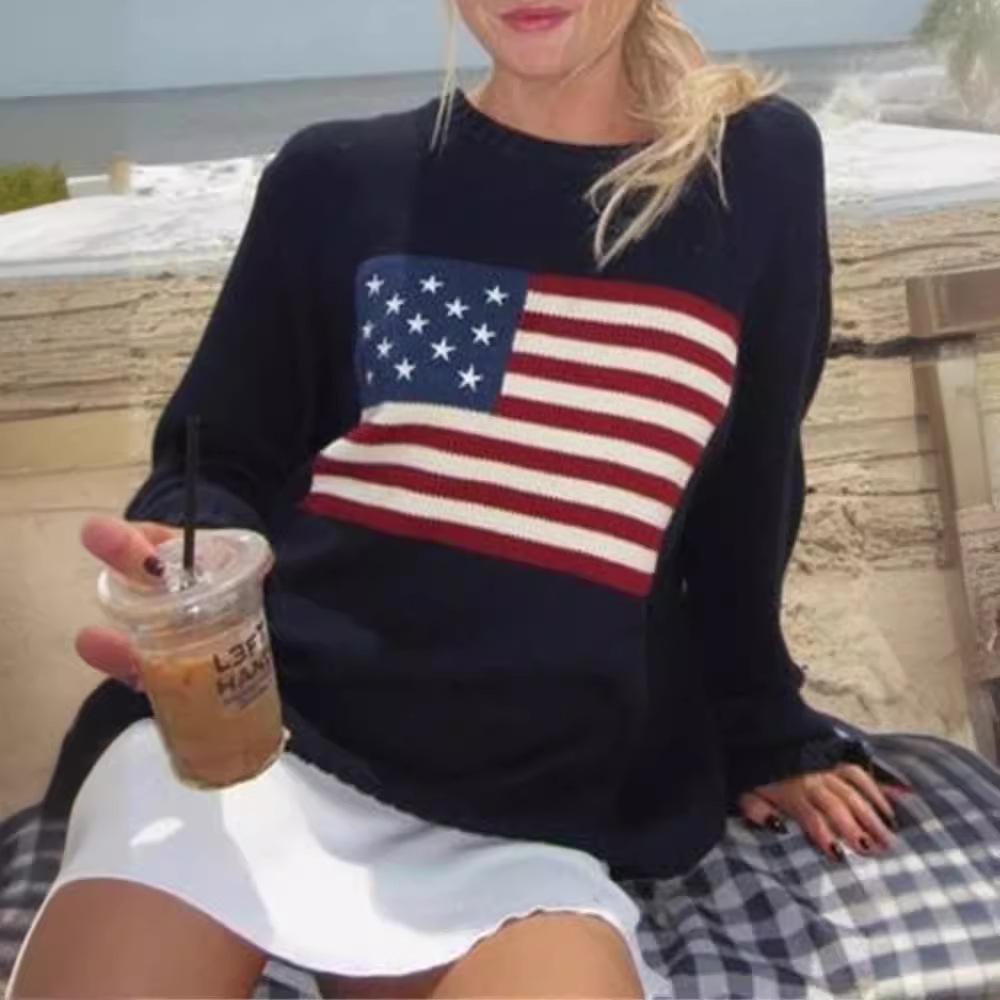 Maglioni da donna a collo tondo a manica lunga in maglia Pullover Vestibilità larga Top casual vintage