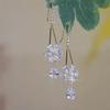 Charm Female White Zircon Stone Flower Water Drop Earrings Cute Trendy Bridal Gold Color Wedding  For Women
