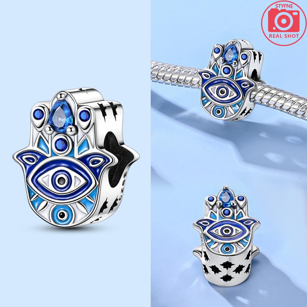 Charms 925 Silber Hamsa Perlen Passend für Armband Schmuckherstellung Damen DIY Feines Material Abschlussgeschenk