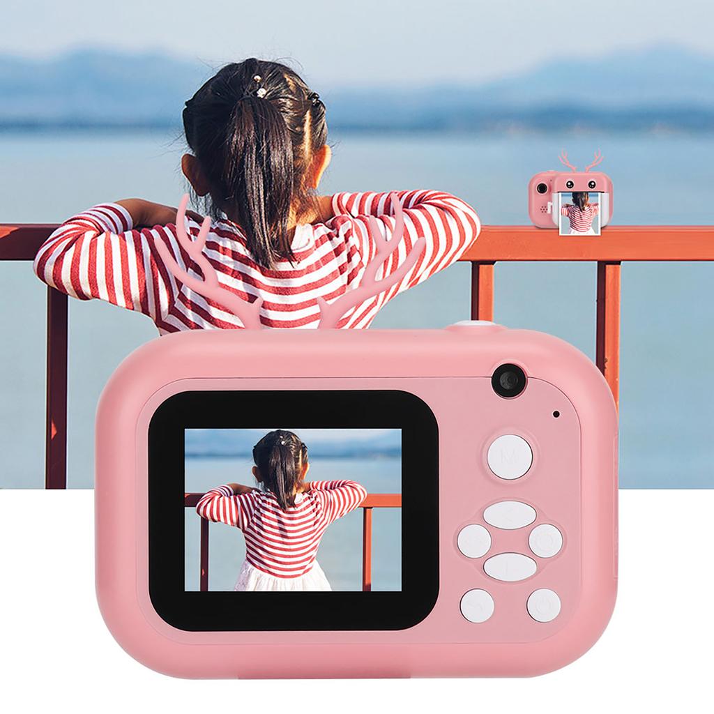 Print Camera Children " s Instant Portable Thermal 1080P Twin Lens 2.4in 16G Toys CameraPink