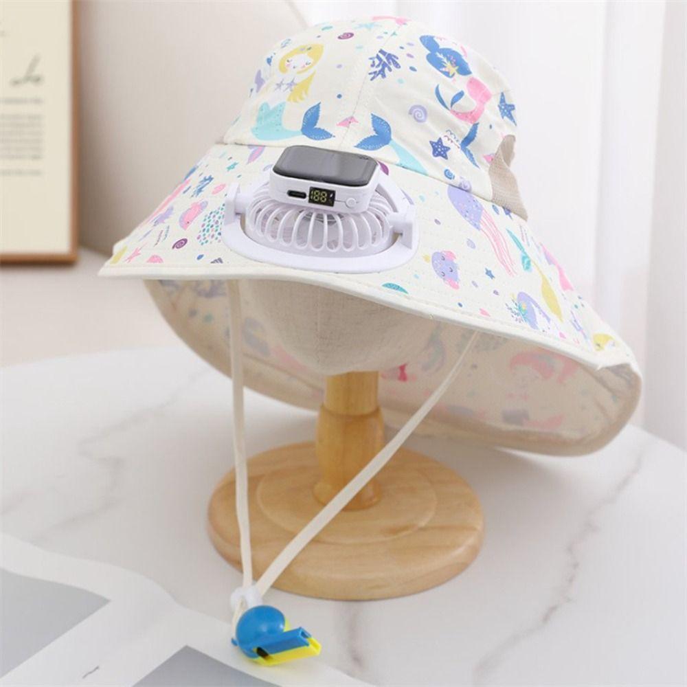USB Charging Children Solar Fan Hat Anti-UV Sun Hat New Bucket Hat  Summer