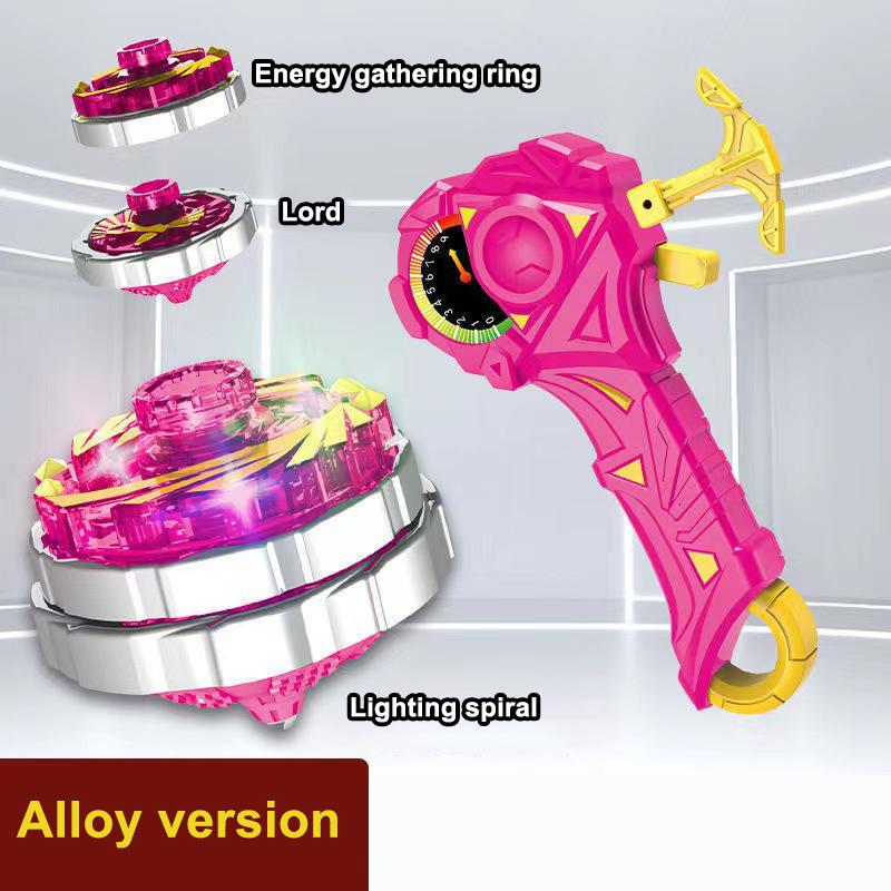1 Set Magic Glitter Spinning Top Kids Xmas Birthday Gift Luminous Combat Gyroscope Alloy Combination Light Drawstring Gyro